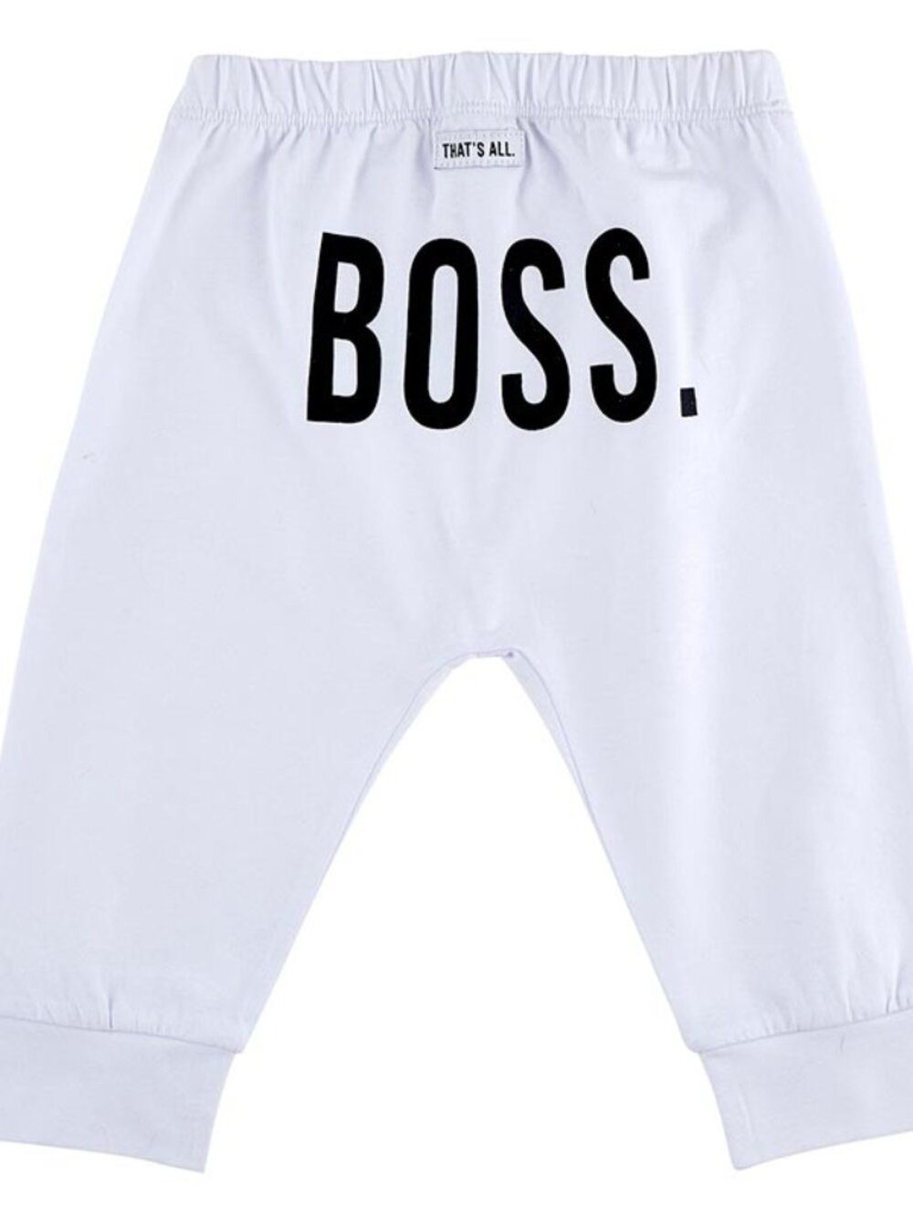 Stephan Baby : Baby Boy/Girl White Pull On Pants "Boss" Size 6-12 Month NEW